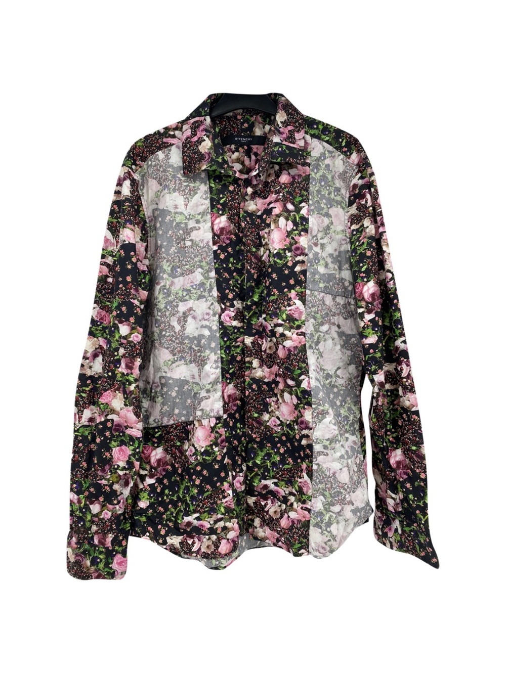 Givenchy Floral Print Long-Sleeve Shirt - Black & Pink 43/17/L